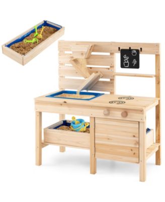 Outdoor Pretend Play Kitchen with Detachable Sandbox & Removable Sink for Kids