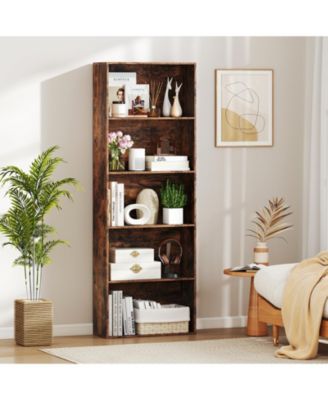 5-Tier Bookshelf Open Bookcase Freestanding Display Shelf Storage Organizer