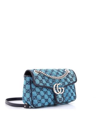 Small GG Marmont Flap Bag Diagonal Quilted GG Canvas with Leather