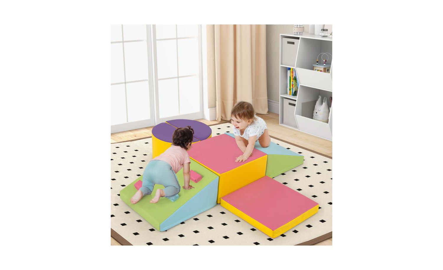 6 Piece Foam Climbing Blocks with Hook and Loop Fasteners