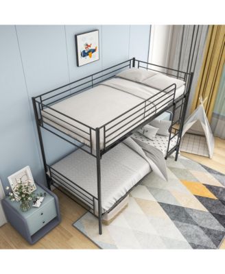 Twin Over Twin Metal Bunk Bed Ladder Storage No Box Spring