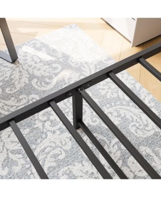 Platform Bed Rustic Wood Headboard Metal Slats Storage