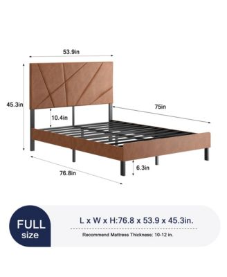 Full Size Metal Platform Bed Vintage Brown Under Bed Storage No Box Spring Needed