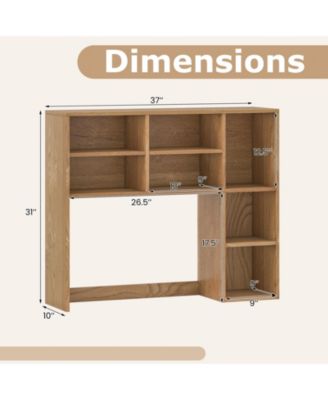 Desktop Bookshelf with 7 Open Cubbies and 3 Adjustable Shelves