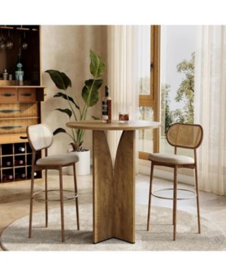 Round Bar Table, 39.37'' H Counter Height Cocktail Table, Wooden High Top Home Bar Unit