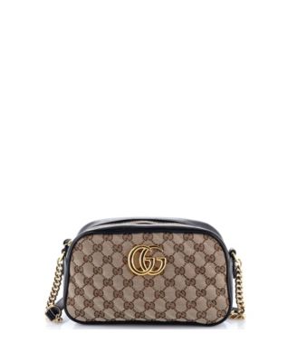 Small GG Marmont Shoulder Bag Diagonal Quilted GG Canvas with Leather
