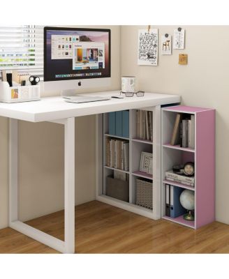 3 Cube Decorative Bookshelf Open Bookcase Toy Storage Organizer Horizontal Vertical, Pink