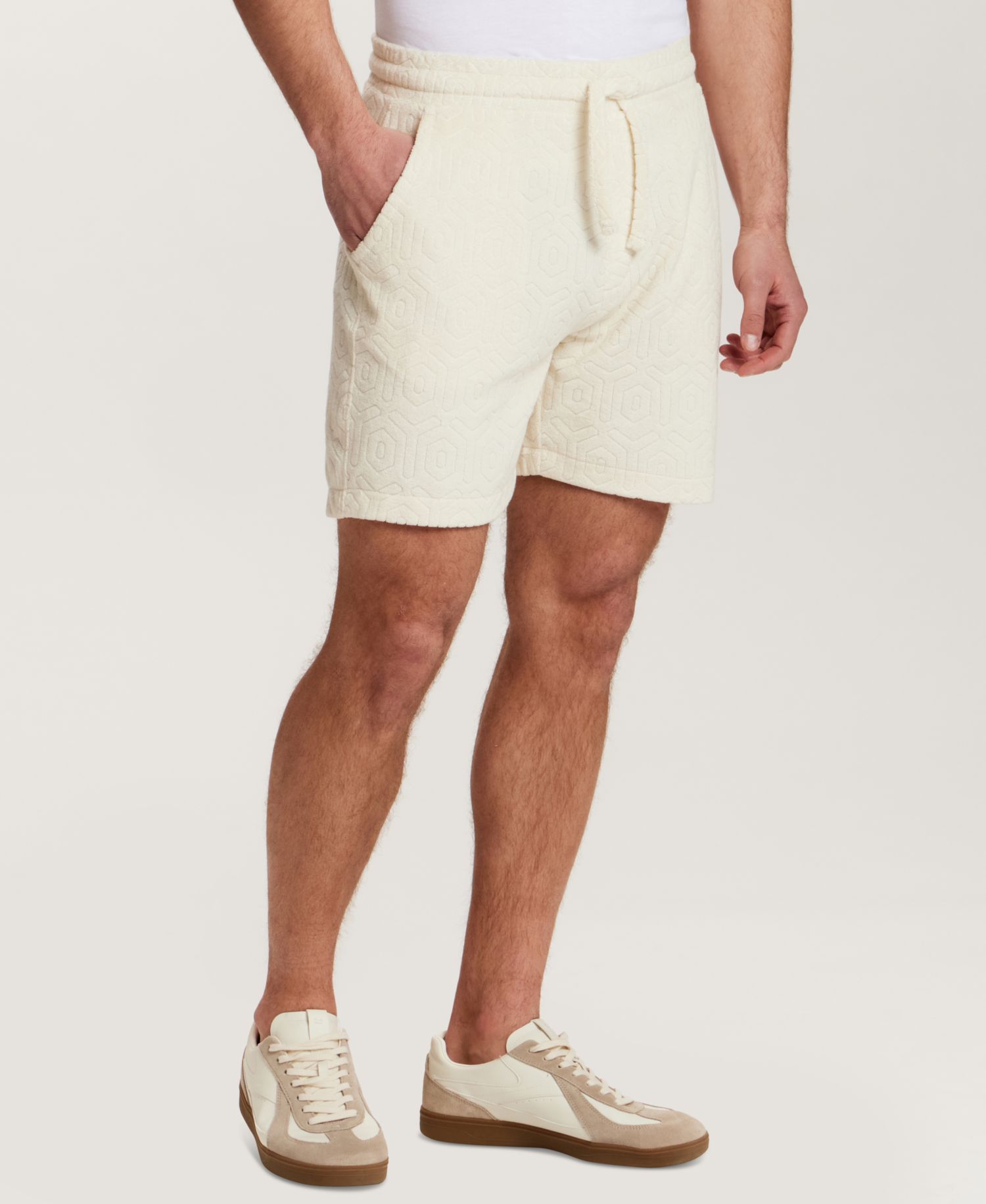 Men's Geometric Terry Knit Drawstring Shorts