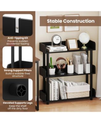 3-Tier Bookshelf with Anti-Tipping Kit and Industrial Storage Unit for Living
