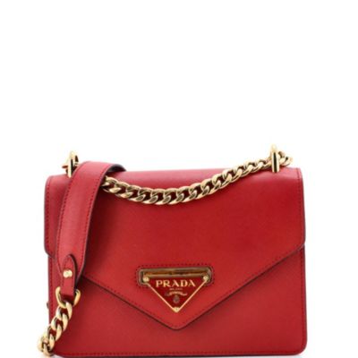 Small Envelope Flap Chain Shoulder bag Saffiano Leather