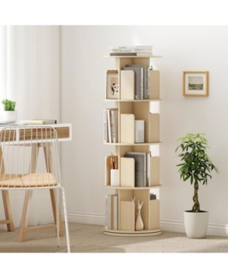 4-Tier Rotating Bookshelf 360degree(s) Display Rack with Dividers and Anti-falling