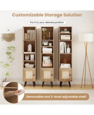 6-Tier Tall Narrow Bookcase 54 Inches Slim Storage