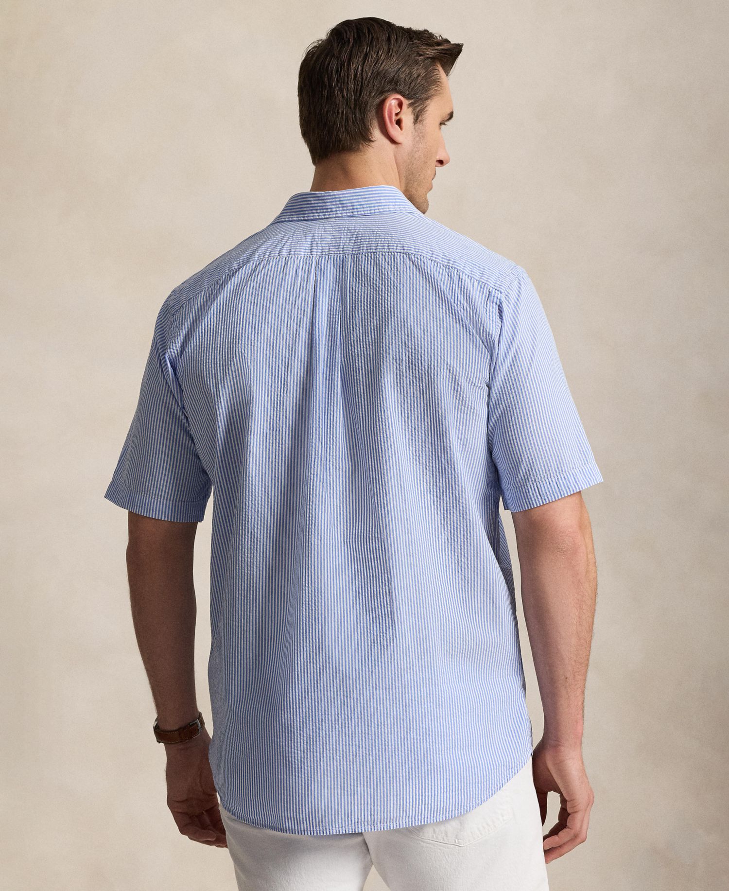 Men's Big & Tall Striped Short-Sleeve Seersucker Shirt