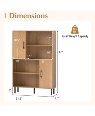 Freestanding 47 Inch Cabinet with 2 Doors and 4 Open Shelves