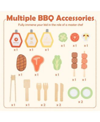 Wooden Barbecue Grill Playset with Chalkboard, Sink, and Cabinet