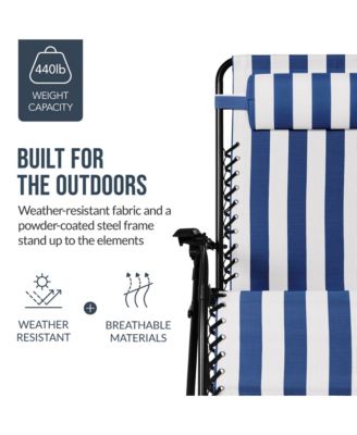 Set of 2 Extra Wide Zero Gravity Lounge Chair Recliners w/ Cup Holder