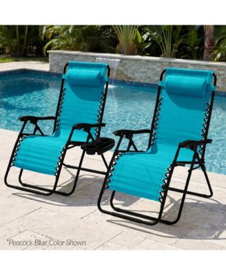 Set of 2 Extra Wide Zero Gravity Lounge Chair Recliners w/ Cup Holder