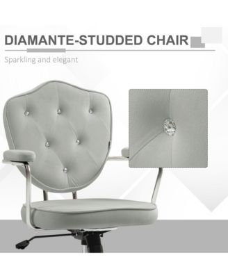 Cute Home Office Chair with Button Tufted Velvet-Feel Fabric