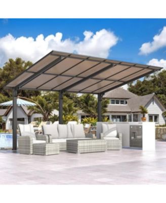 14' x 10' Gazebo for Patio, Hard Top Lean to Gazebo Pergola Carport