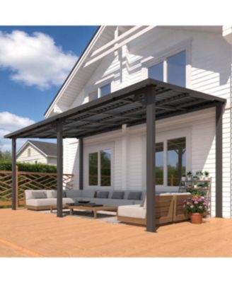 16' x 8' Hardtop Gazebo Outdoor Pergola Lean to Metal Pergolas