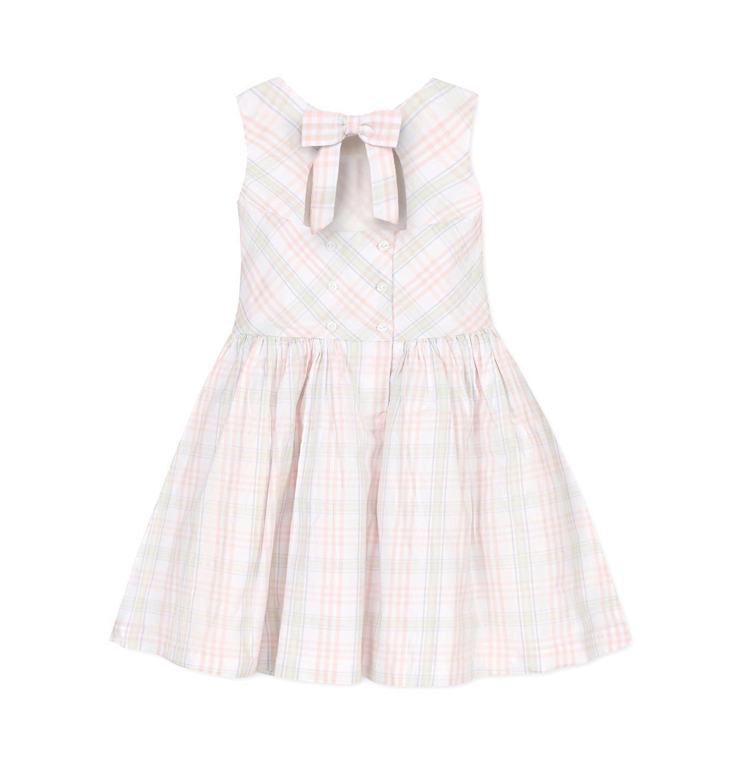 Платье Hope & Henry Organic Stretch Poplin Button Back Party Dress для девочек-малышей, цвет: Клетчатый — фото 6