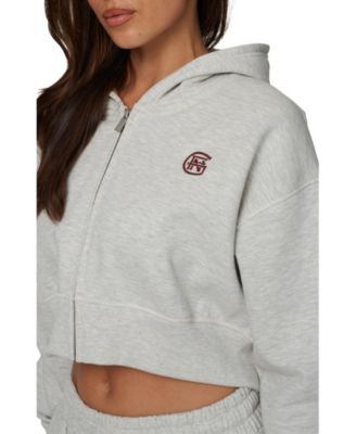 Women's Cropped Zipped Halftone Hoodie