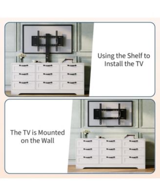 9 Drawer Dresser TV Stand with Mount for 32-85 in TVs, Modern Entertainment Center with Drawers, Media Console Table for Bedroom Living