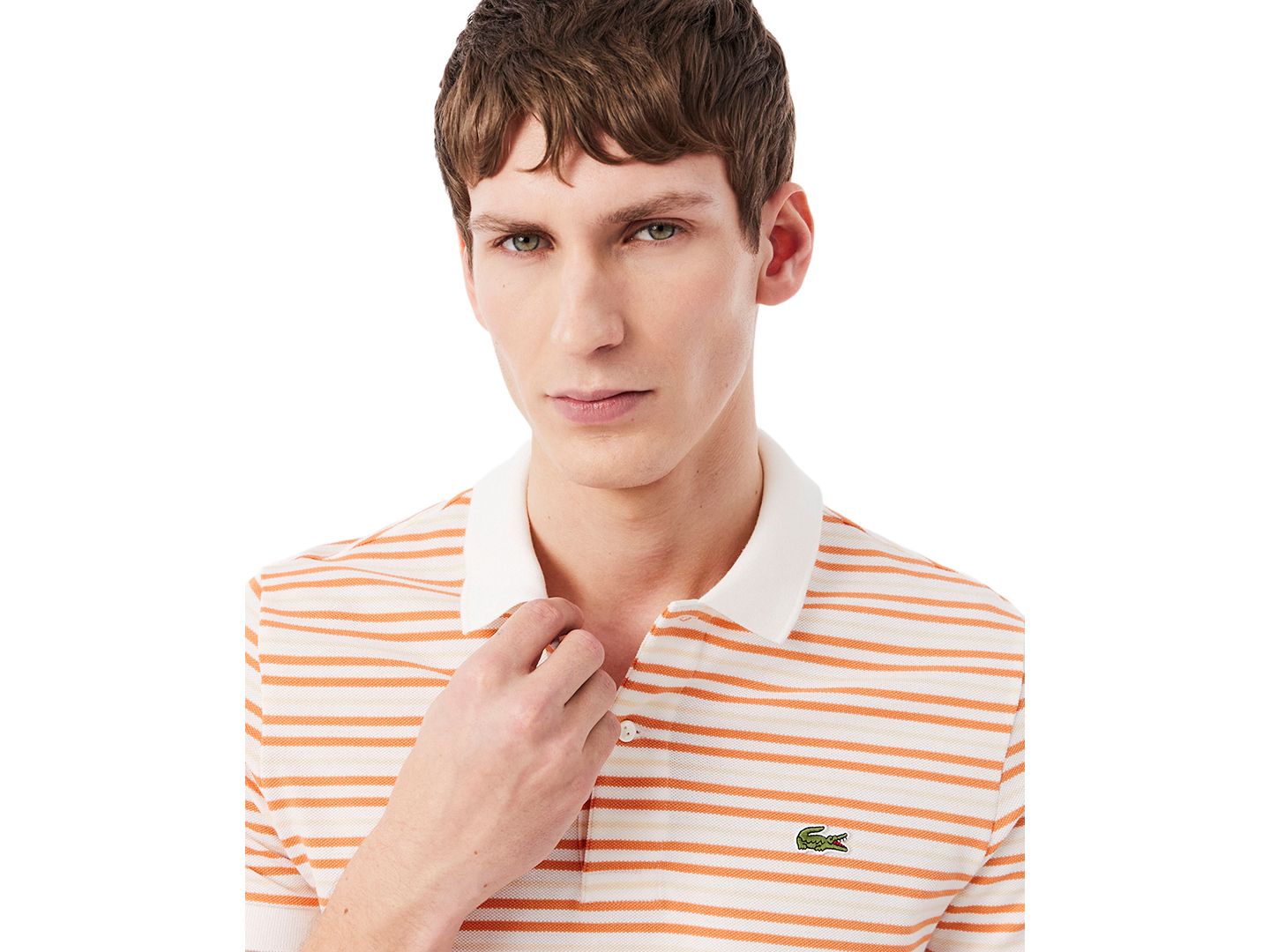 Мужское поло Lacoste Classic-Fit Striped Pique Polo Shirt, цвет: Blossom/Flour — фото 3