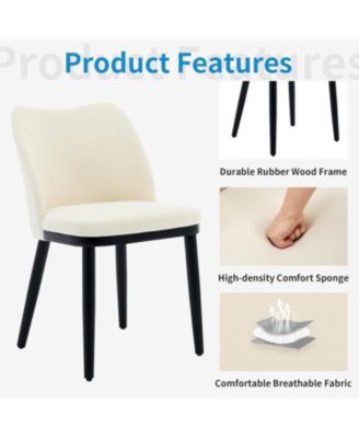 Velvet Dining Chairs Set of 2, Upholstered Side Chairs with Padded Seat & Wood Legs