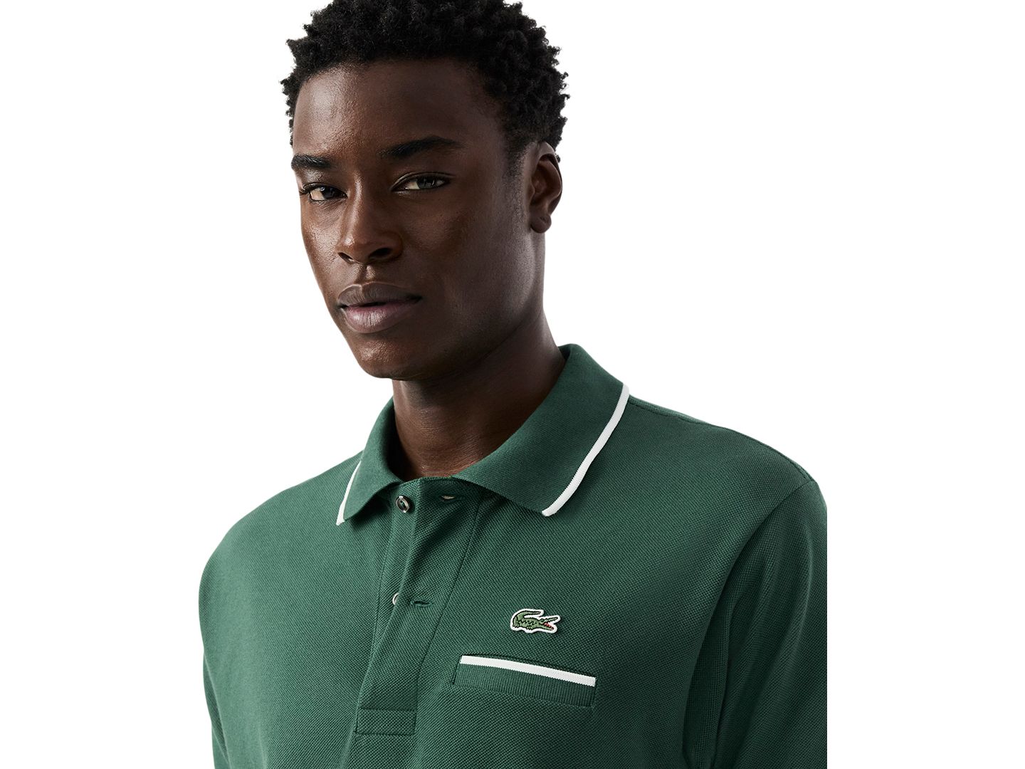 Мужское поло Lacoste Classic-Fit Polo Shirt, цвет: Зелёный — фото 3