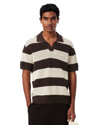 Lacoste Men's Short-Sleeve Striped Polo Collar Knit Sweater - Macy's
