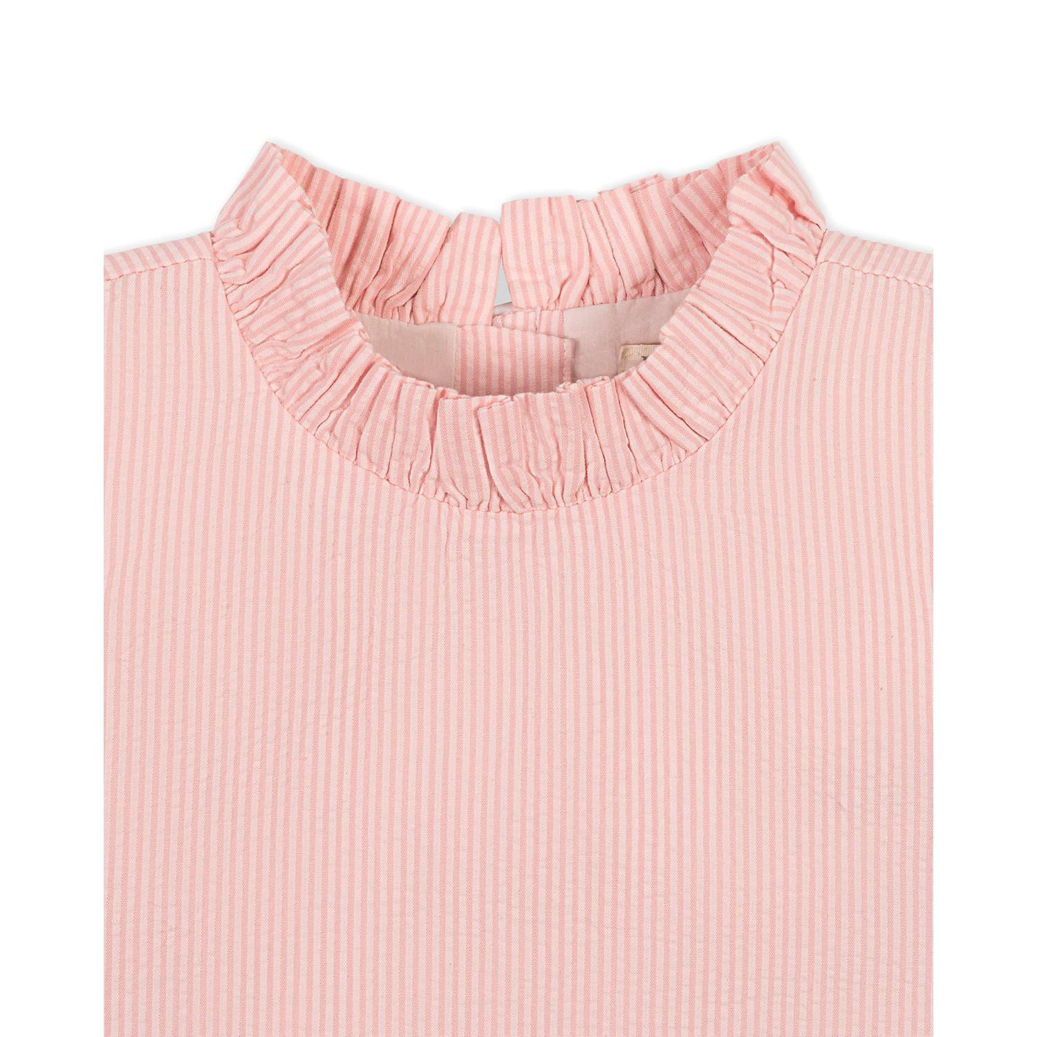 Big Girls Organic Ruffle Neck Seersucker Top