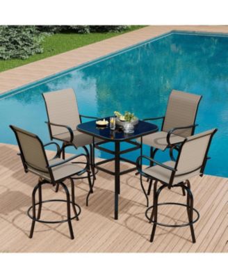 5-Piece Outdoor Bar Set with Bistro Table and 4 Chairs, Bar Height Patio Dining Set
