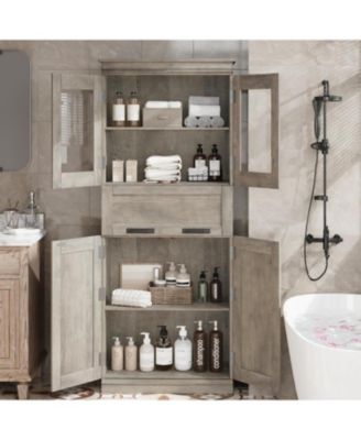 Tall Bathroom Cabinet, Storage Cabinet with Door and Drawer, Adjustable Shelf, Storage Freestanding for Laundry Room, Kitchen