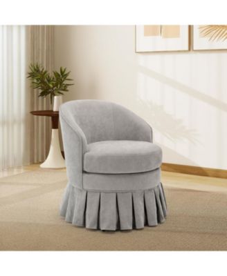Vanity Stool,Upholstered Tall Back Arm Chair w/Side Pockets,Wood Legs Comfortable Dressing Piano Bench Chair