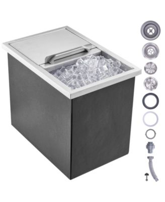 18 x 12 x 14.5 Inch Drop-In Stainless Steel Ice Chest, 40.9 Qt with Sliding Lid