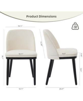 Dining Chairs Set of 2, Upholstered Chairs with Padded Seat & Wood Legs