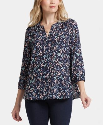 Women's Pintuck Split Neck Top