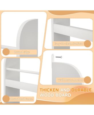 4-Tier Kids Bookshelf - Wall Mounted Bookcases, Toy and Book Storage Rack for Bedroom, Living Room and Nursery