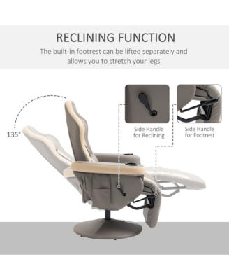 Manual Recliner Armchair PU Leather Lounge Chair Adjustable Leg Rest 360degree(s) Swivel