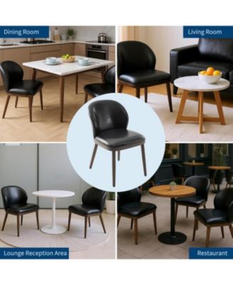 Dining Chairs Set of 6, Upholstered Kitchen Chairs with Ergonomic Back & Wood Legs