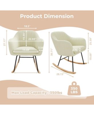 Nursery Rocking Chair,Upholstered Chenille Glider Rocker Chair,Modern Armchair With Wood Legs,Indoor Comfy Accent Chair Nursing Chairs