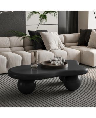 Cloud Shaped Coffee Table - Sturdy MDF Center Table with 3 Ball Legs, Modern Low Accent Table for Small Space
