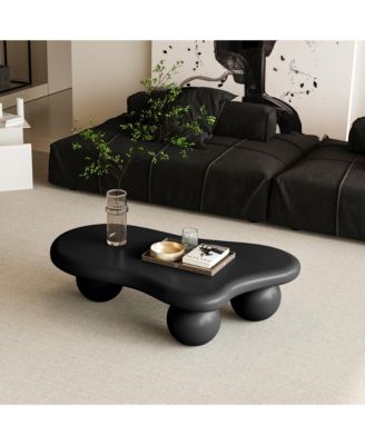 Cloud Shaped Coffee Table - Sturdy MDF Center Table with 3 Ball Legs, Modern Low Accent Table for Small Space