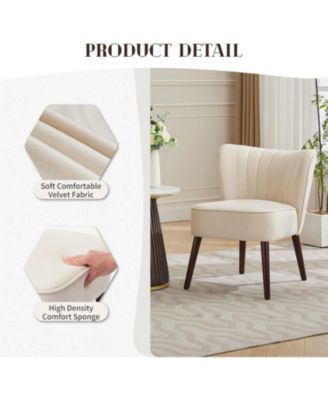 Modern Velvet Accent Chair Set of 2 with Wood Legs