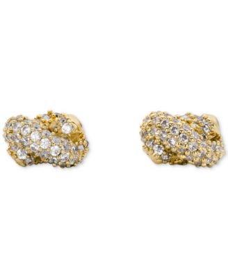 Gold Plated Knot Pave Stud Earrings