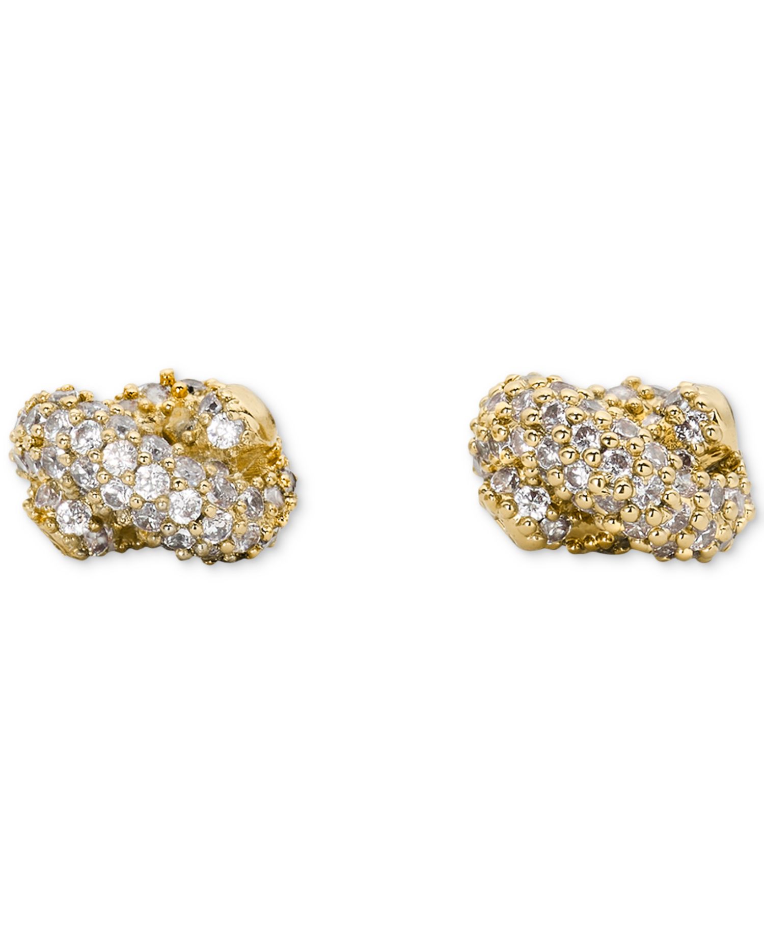 Gold Plated Knot Pave Stud Earrings
