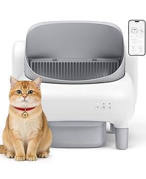 Self Cleaning Litter Box,95L Automatic Cat Litter Box Self Cleaning for Multiple Cats, with Safety Protection,App Control