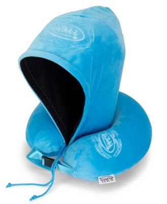 Pinstripe Hooded Memory Foam 11" Travel Neck Pillow