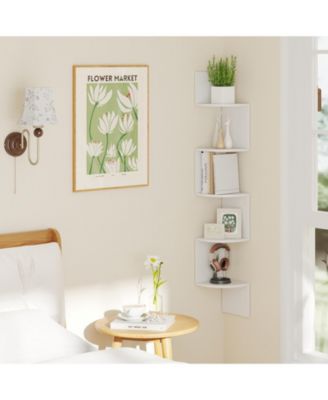 5 Tier Corner Wall Shelf Floating Organizer for Books & Decor
